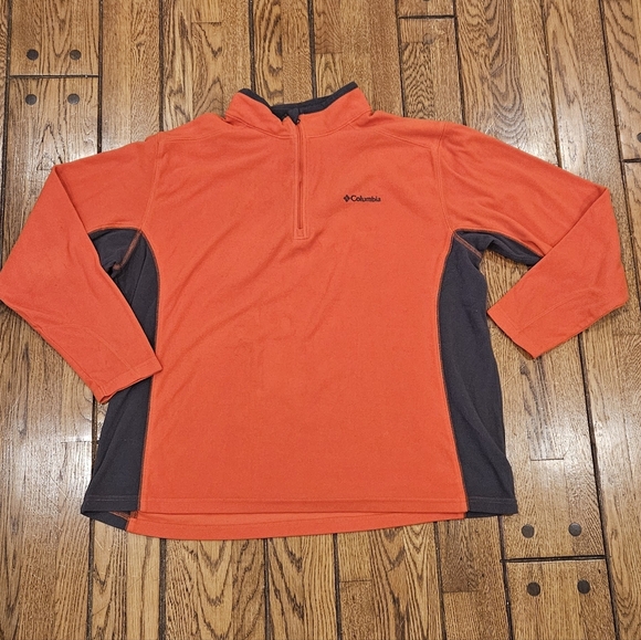 Columbia Men’s XL Fleece Pullover Orange Gray Quarter Zip Long Sleeve - Picture 1 of 7